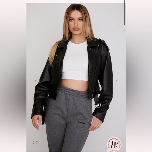 House of CB ‘Lumia’ Black Leather Jacket size Medium - Picture 7 of 17